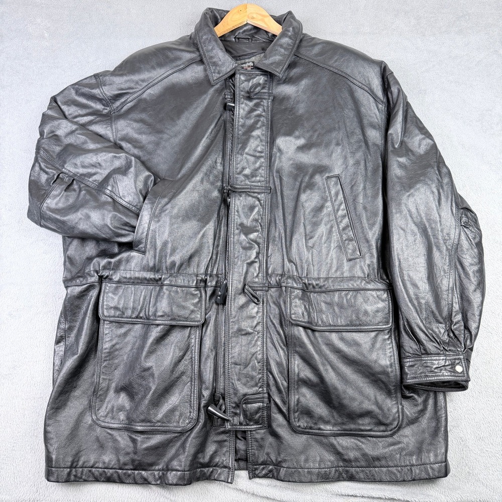 Wilsons Leather Thinsulate Parka Jacket Black Mens 3X Toggle Zipper Field Coat